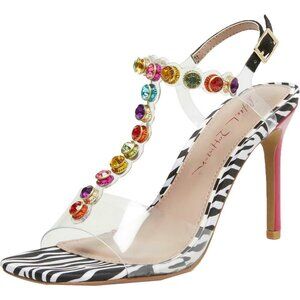 Betsey Johnson Women's Camilla Dress Sandals Zebra Jeweled Heels Size 6